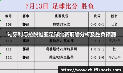 匈牙利与拉脱维亚足球比赛前瞻分析及胜负预测